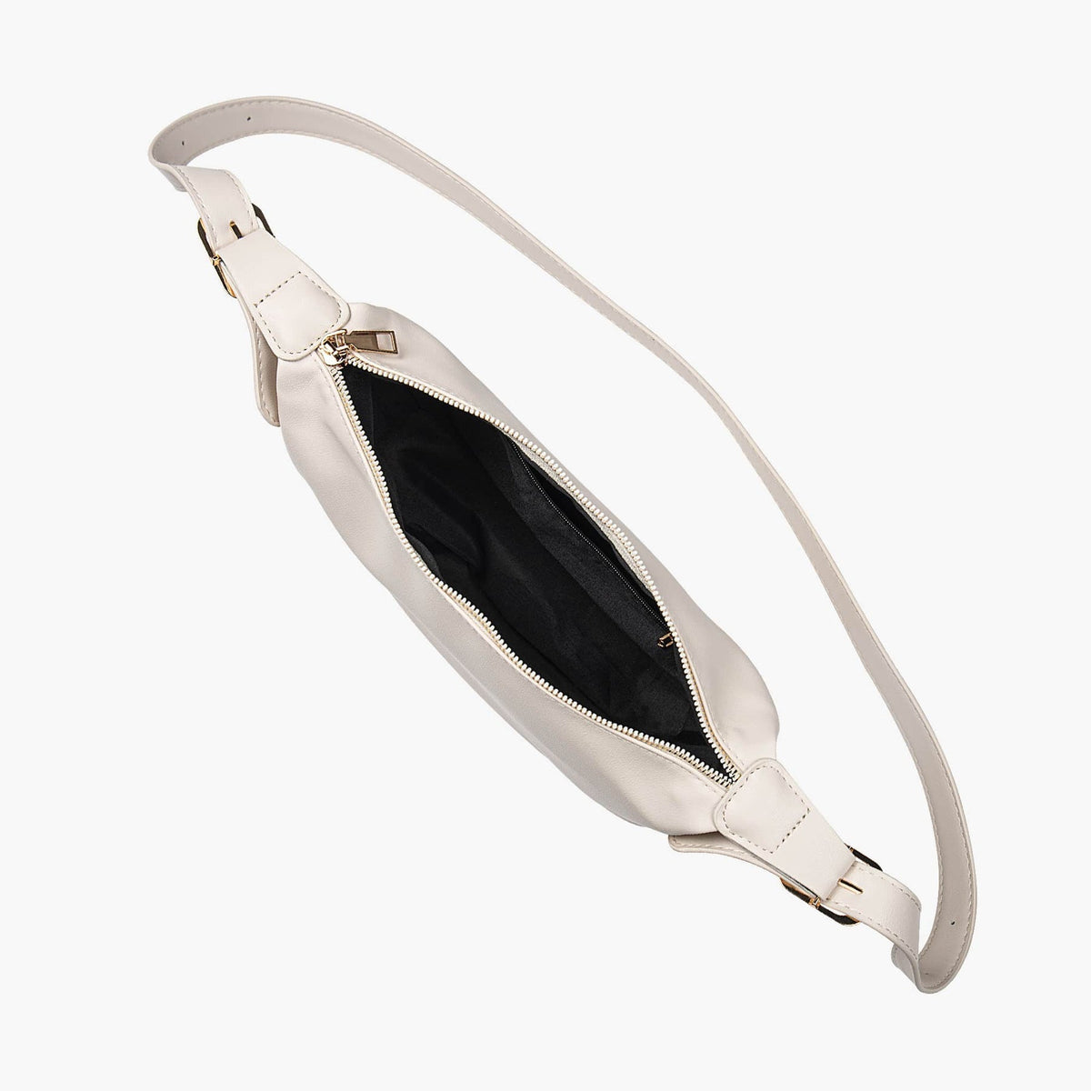 Crescent Bag Faux Leather with Zip and Adjustable Strap