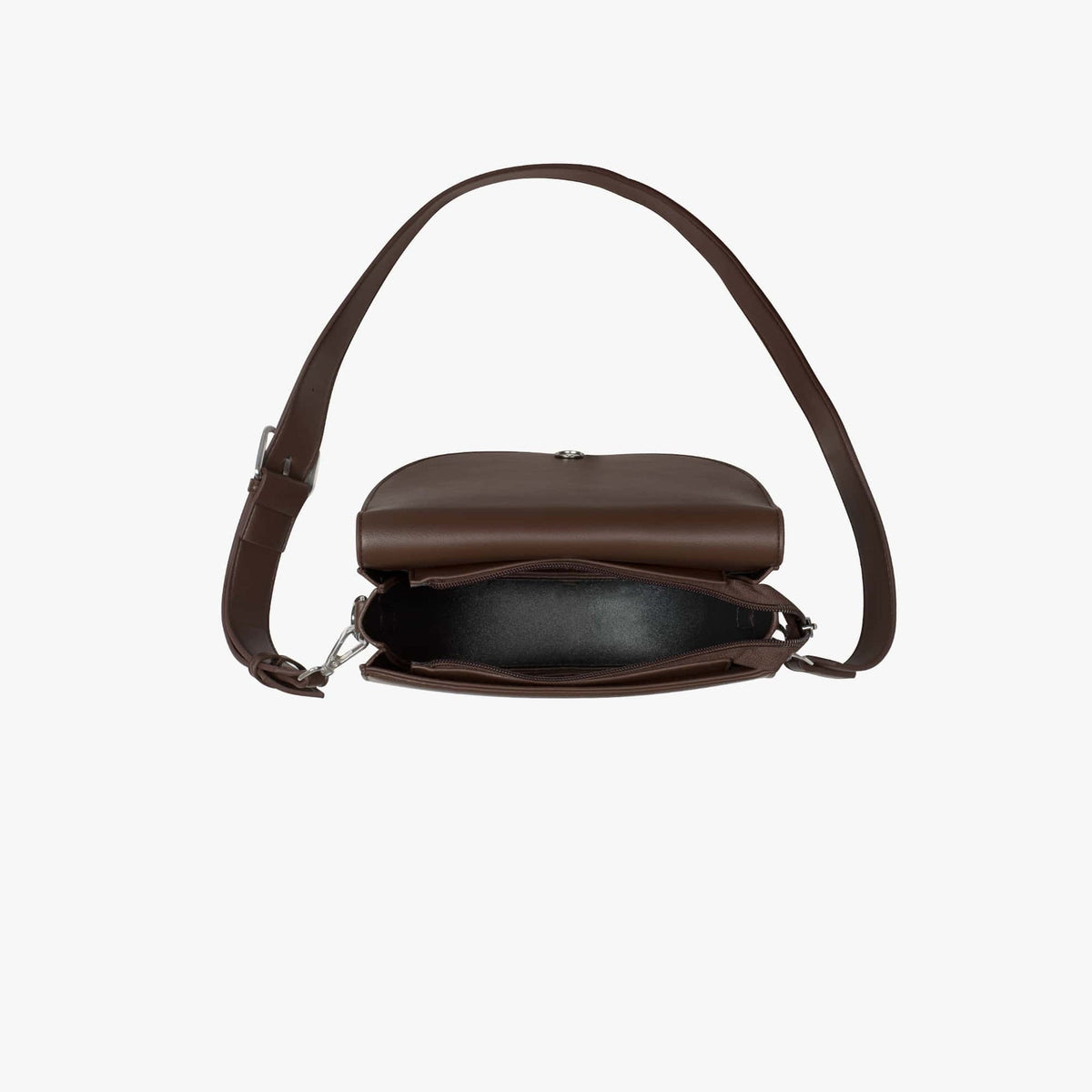 Crescent Bag Faux Leather with Zip and Removable Strap