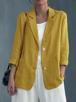 Blazer Linen Classic with Notched Lapel and Patch Pockets