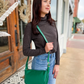 Crescent Bag Faux Leather with Zip and Adjustable Strap