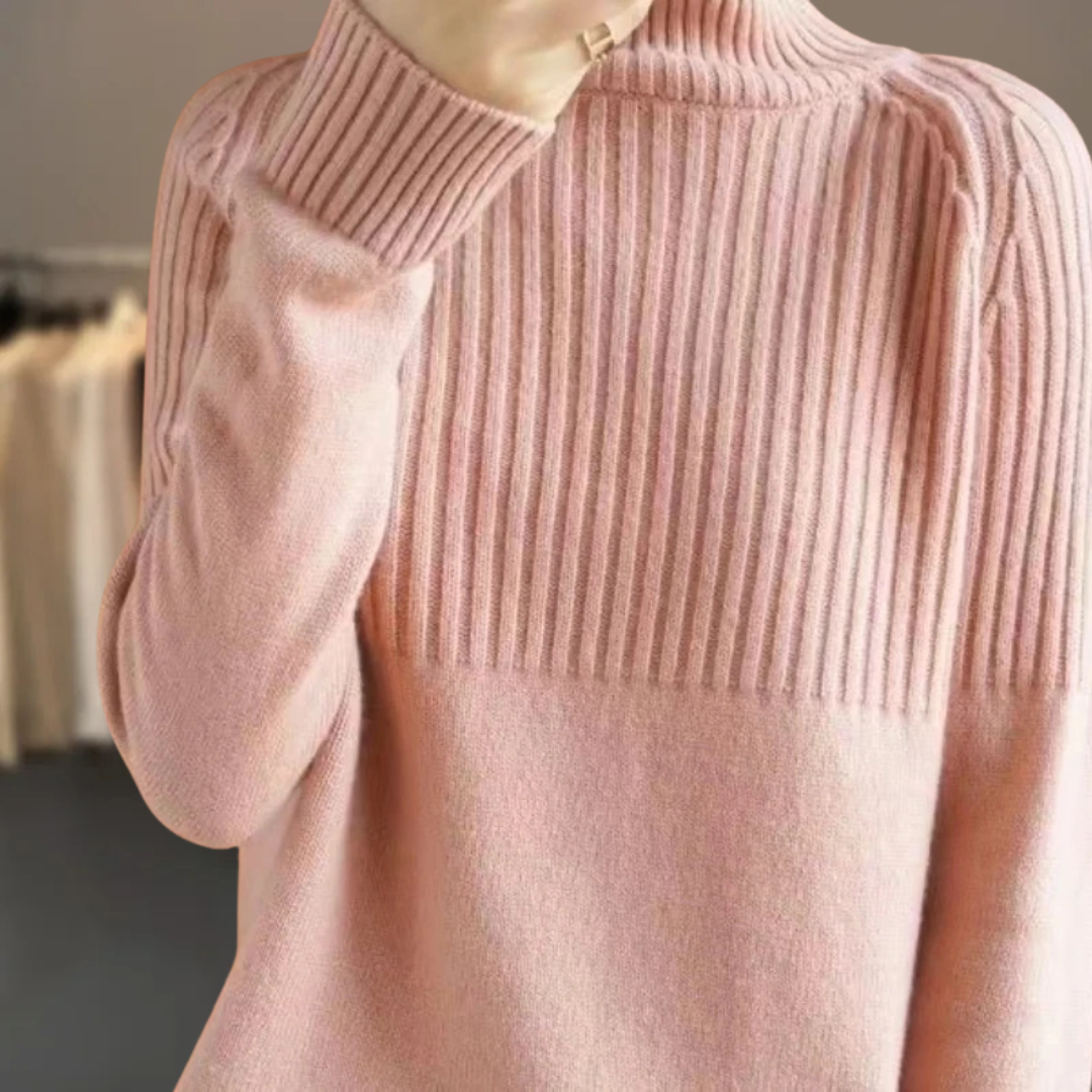 Cashmere-Feel Ribbed Roll Neck Jumper