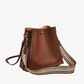 Bucket Bag Faux Leather Pebbled with Canvas Strap and Zip