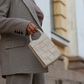 Phone Bag Faux Leather Woven with Top Handles and Strap