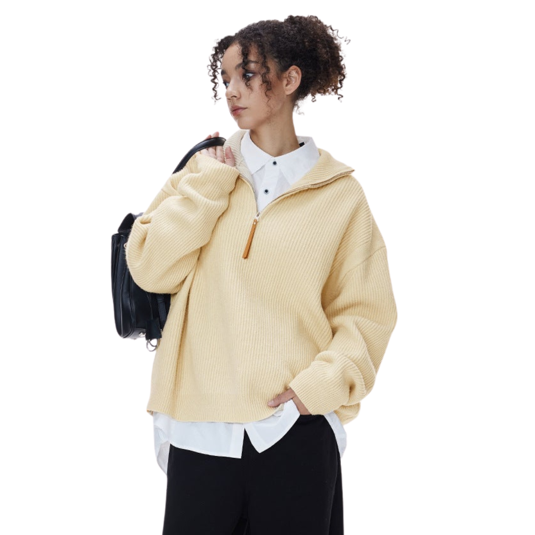 Ribbed Cotton-Blend Quarter-Zip Jumper
