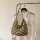 Tote Bag Straw with Faux Leather Details and Magnetic Snap