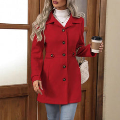 Trench Coat Polyester Tailored with Adjustable Waist Belt