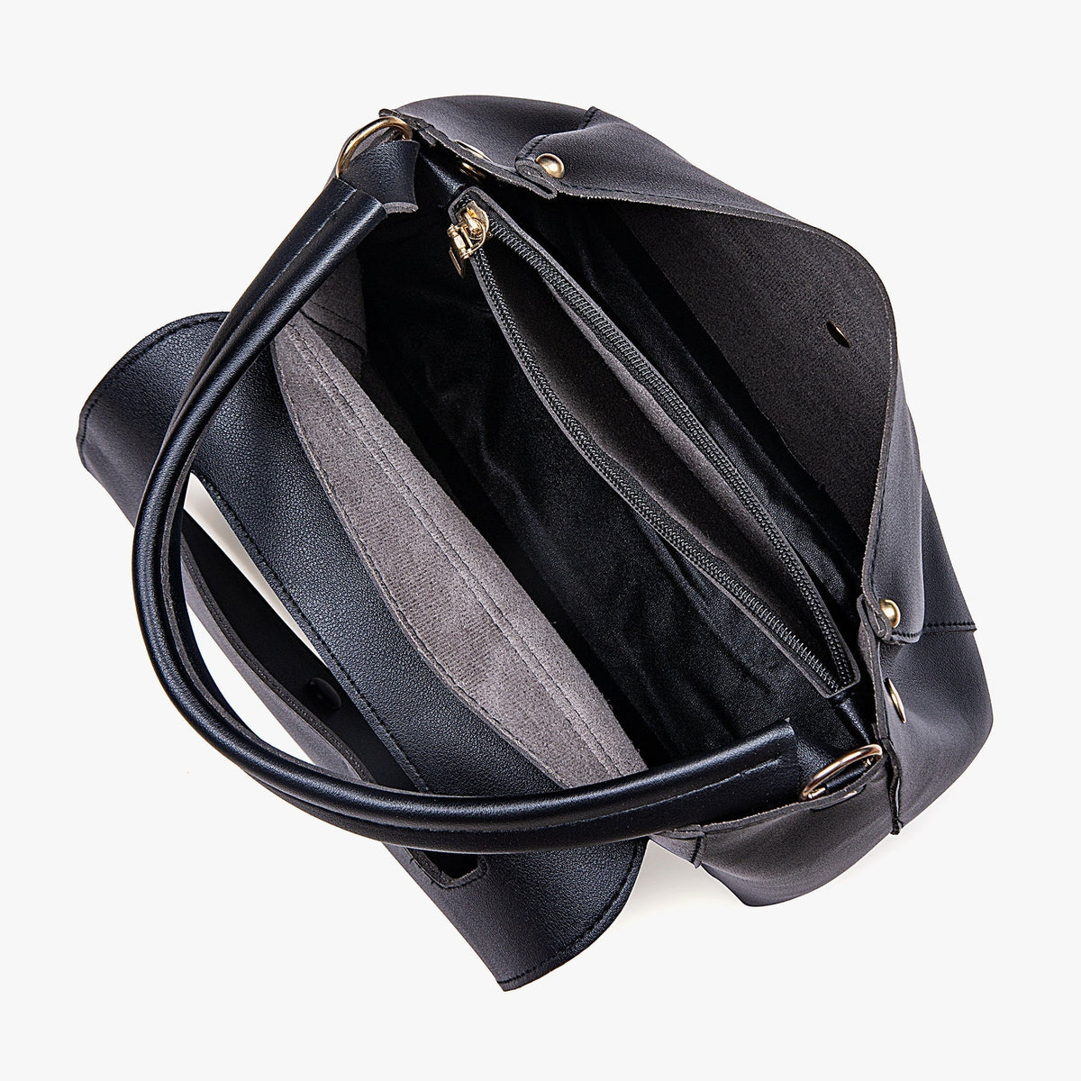 Top Handle Bag Faux Leather with Canvas Crossbody Strap