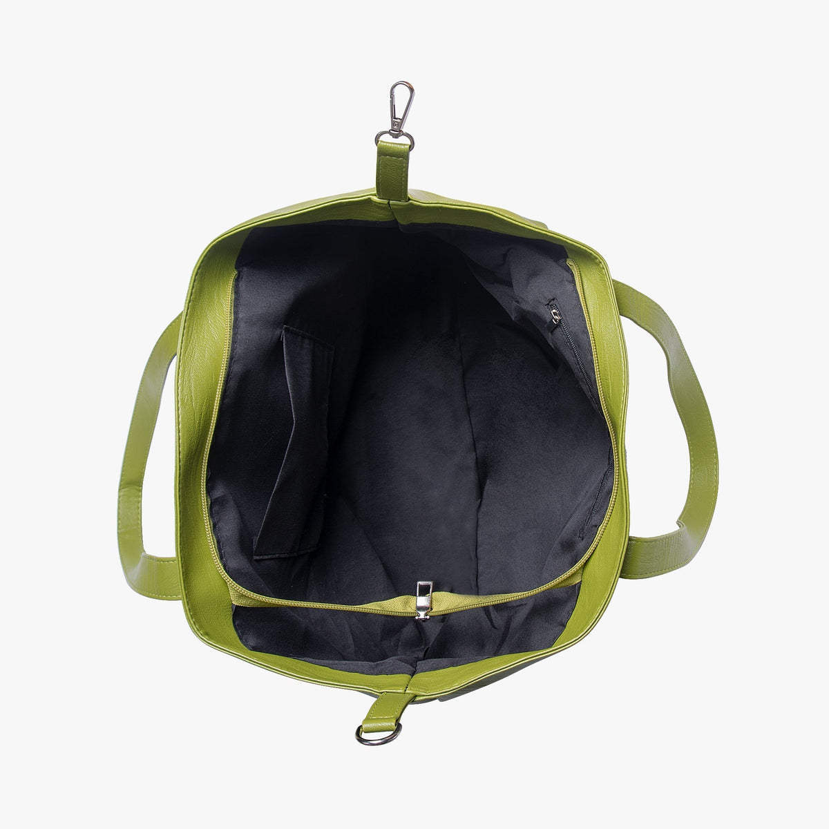 Tote Bag Faux Leather with Zip, Key Hook and Top Handles