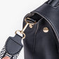 Top Handle Bag Faux Leather with Canvas Crossbody Strap