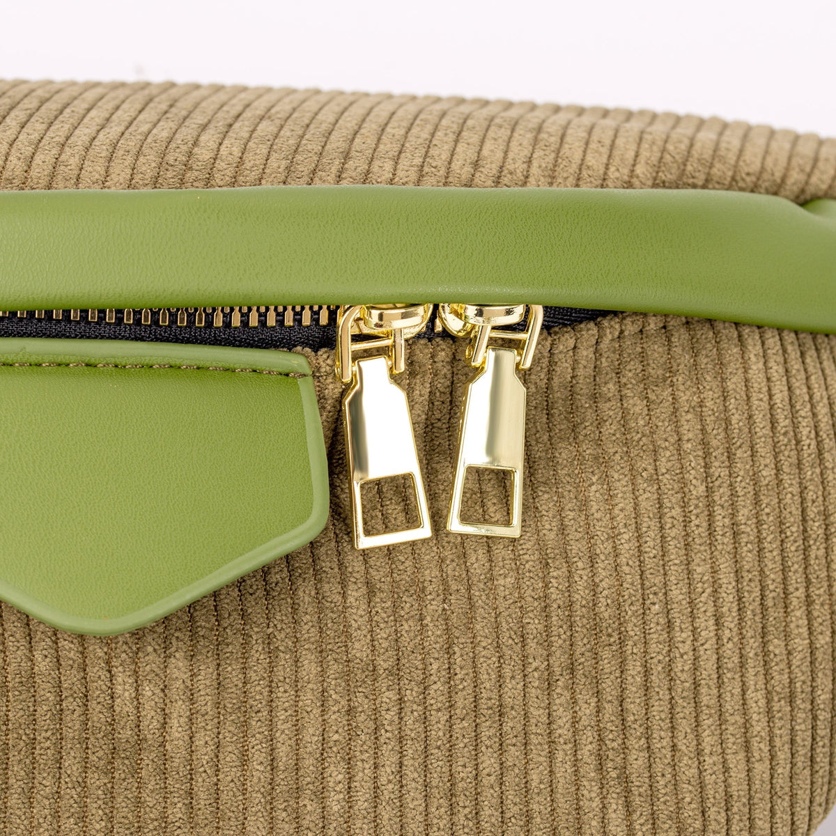 Belt Bag Corduroy with Faux Leather Trim and Removable Strap