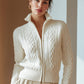 Cable Knit Zip-Up Cardigan