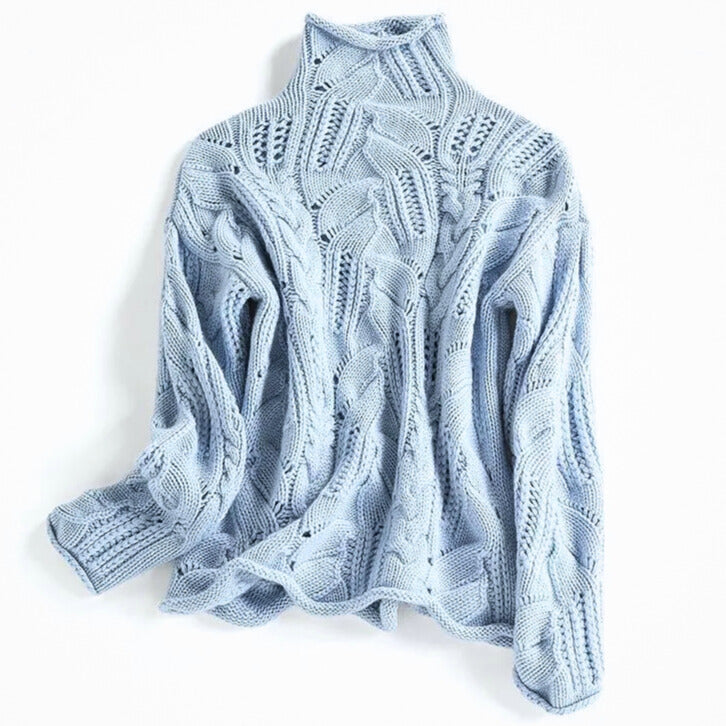 Cashmere-Feel Wavy Pattern Jumper