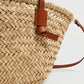 Tote Bag Straw with Faux Leather Finishes and Removable Strap