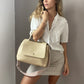 Top Handle Bag Faux Leather with Canvas Crossbody Strap