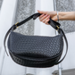Crescent Bag Faux Leather Woven Detail with Zip and Strap