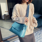 Top Handle Bag Faux Leather with Canvas Crossbody Strap