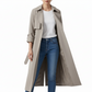 Trench Coat Polyester Longline Single-Breasted with Smooth Finish