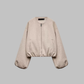 Cropped Jacket Polyester Boxy with Full Zip and Elasticated Hem