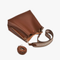 Bucket Bag Faux Leather Pebbled with Canvas Strap and Zip