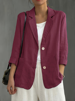 Blazer Linen Classic with Notched Lapel and Patch Pockets