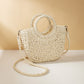 Straw Bag with Top Handles and Shoulder Strap