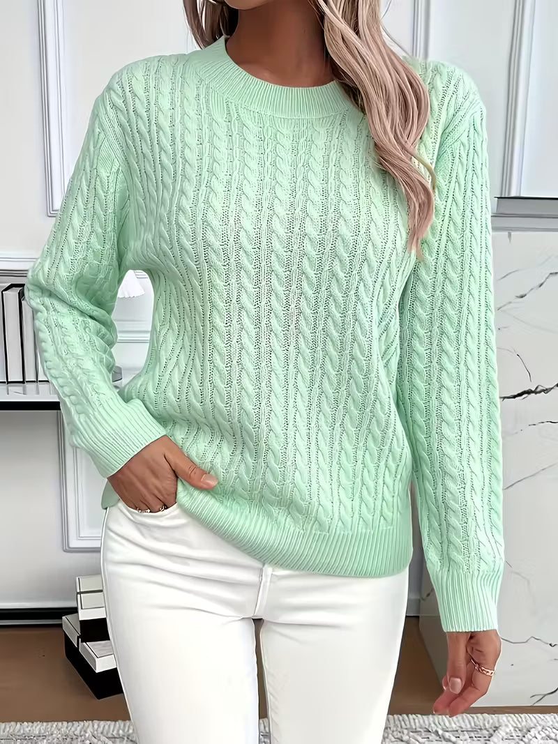 Twist Cable Round Neck Jumper