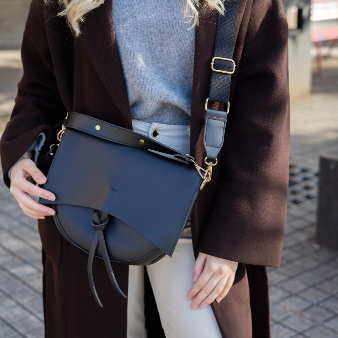 Crossbody Bag Faux Leather with Two Straps, Tassel and Snap Closure