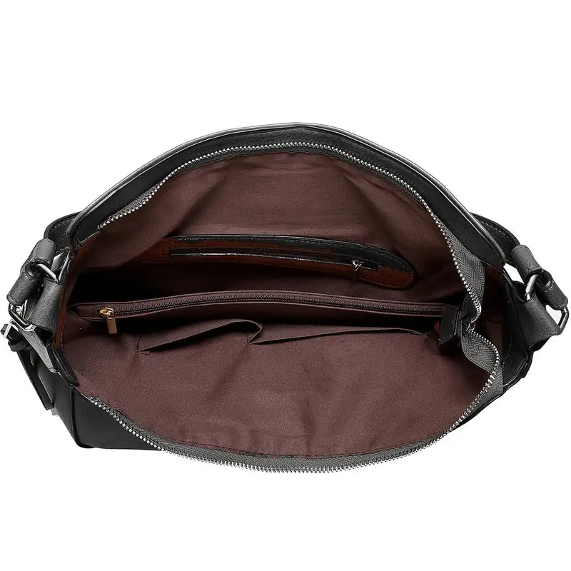 Top Handle Bag Faux Leather with Removable Strap and Zip Top
