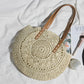 Tote Bag Straw with Faux Leather Finishes and Zip Closure