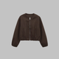 Cropped Jacket Polyester Boxy with Full Zip and Elasticated Hem