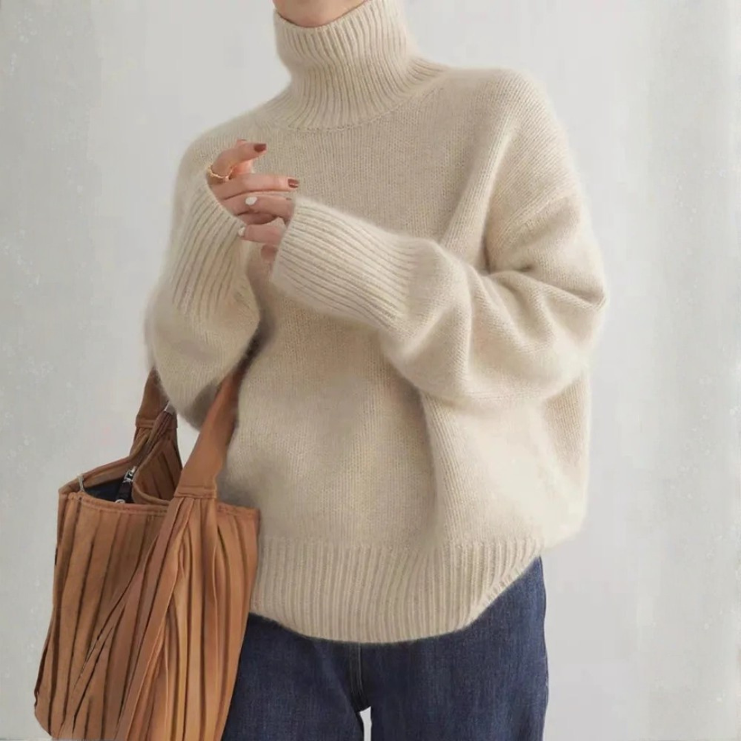 Cashmere-Feel Understated Roll Neck Jumper