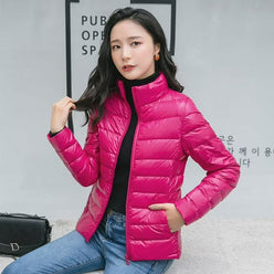 Quilted Jacket Polyester Lightweight with Stand Collar, Tailored Fit