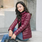 Quilted Jacket Polyester Lightweight with Stand Collar, Tailored Fit