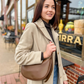 Crescent Bag Faux Leather with Zip and Adjustable Strap
