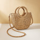 Straw Bag with Top Handles and Shoulder Strap
