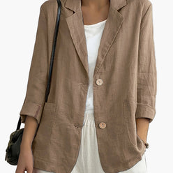 Blazer Linen Classic with Notched Lapel and Patch Pockets