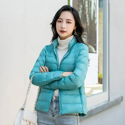 Quilted Jacket Polyester Lightweight with Stand Collar, Tailored Fit
