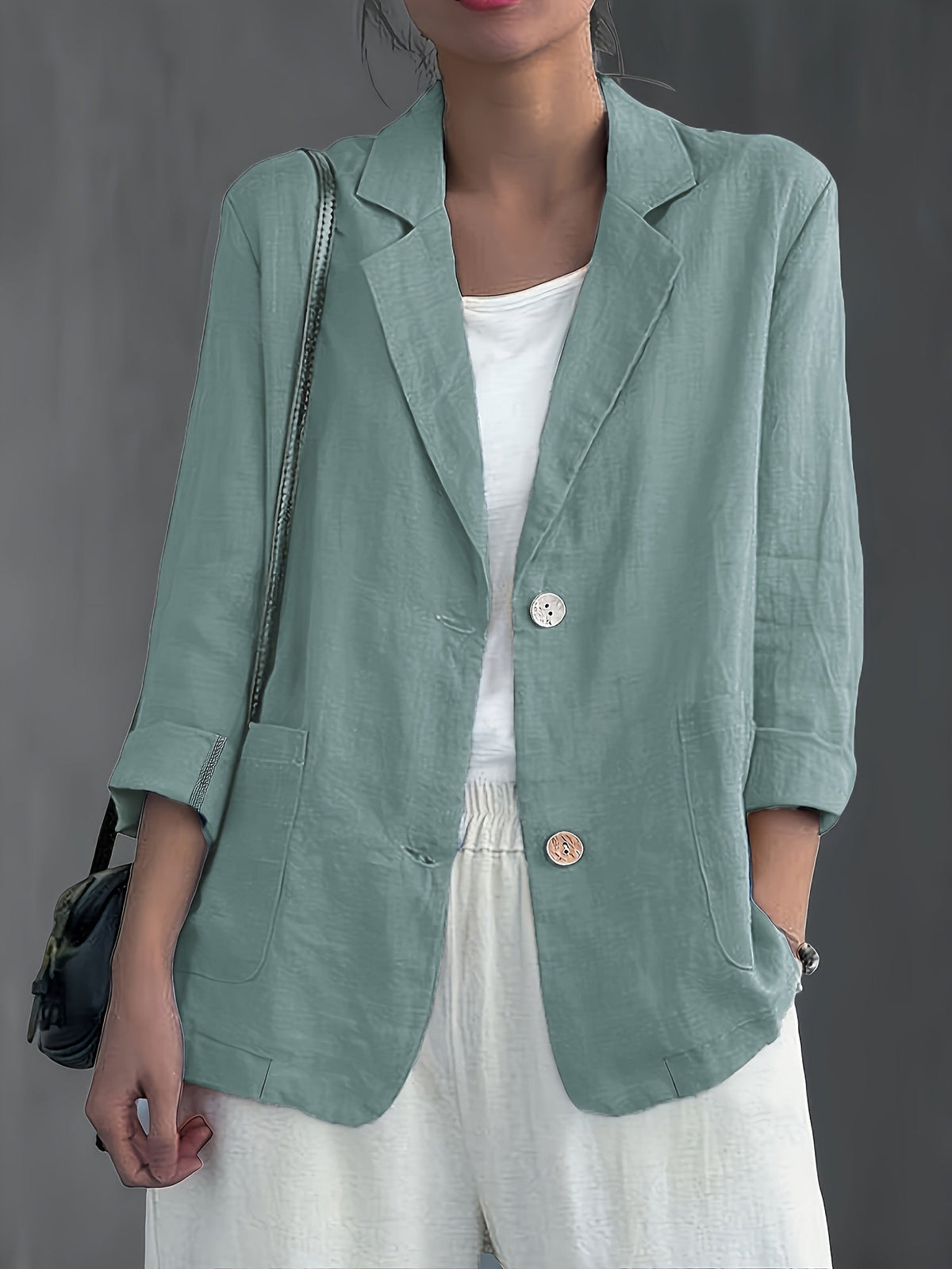 Blazer Linen Classic with Notched Lapel and Patch Pockets
