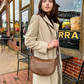 Crescent Bag Faux Leather with Zip and Adjustable Strap