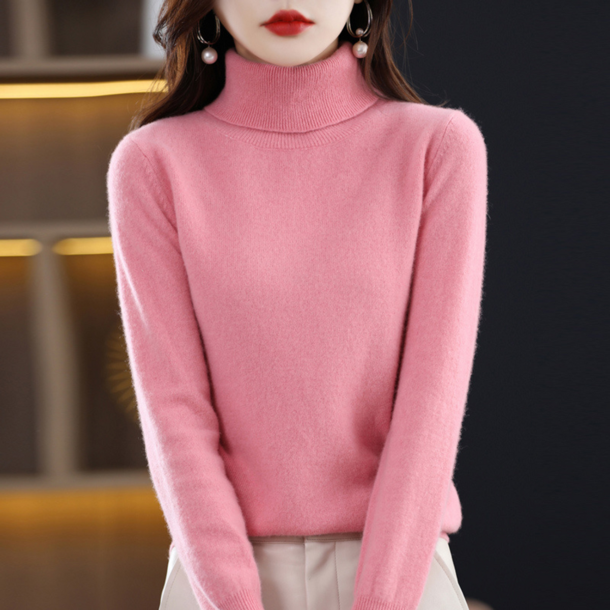 Cashmere-Feel Effortless Roll Neck Jumper