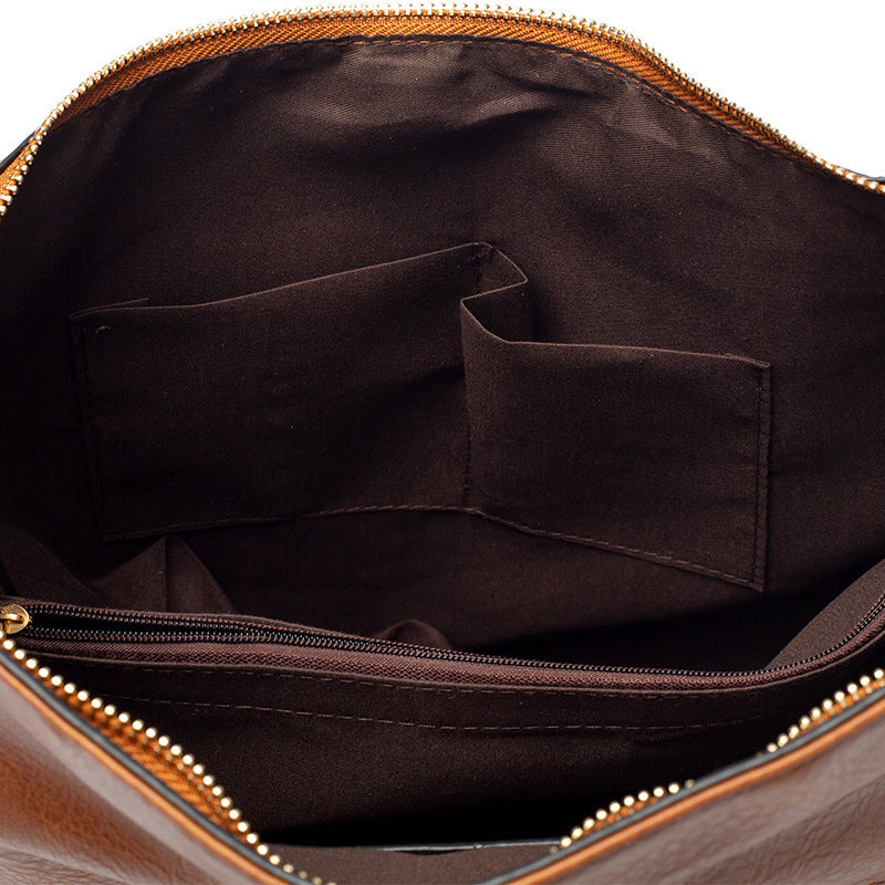 Top Handle Bag Faux Leather with Removable Strap and Zip Top