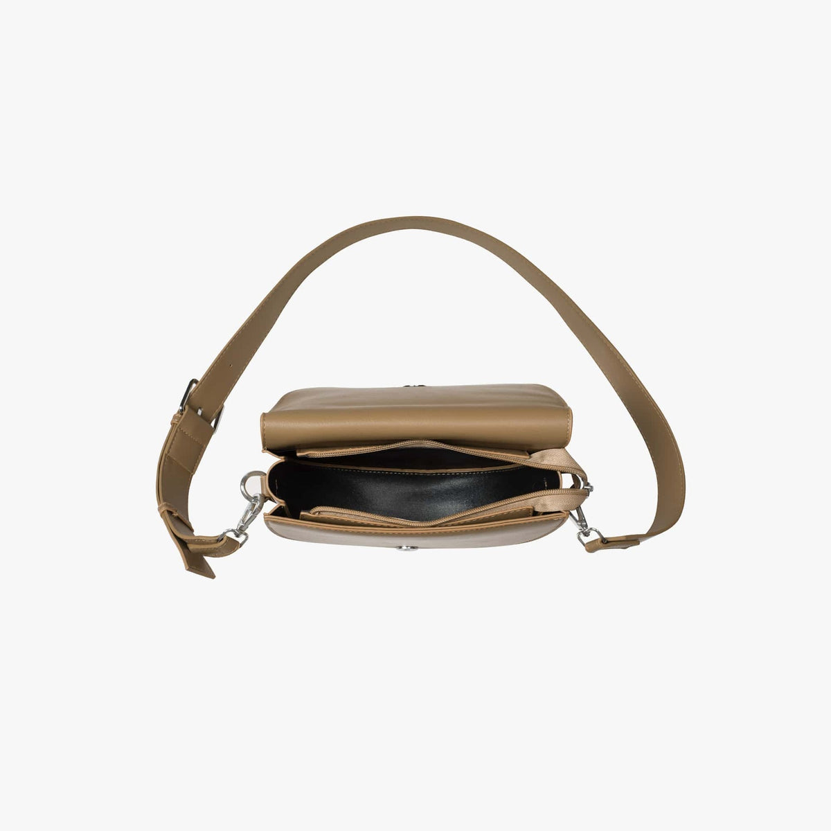 Crescent Bag Faux Leather with Zip and Removable Strap