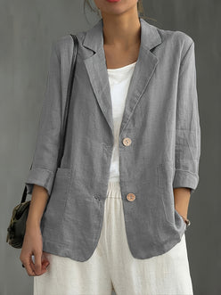 Blazer Linen Classic with Notched Lapel and Patch Pockets