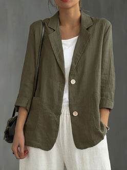 Blazer Linen Classic with Notched Lapel and Patch Pockets