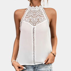 Lace Mock-Neck Sleeveless Top