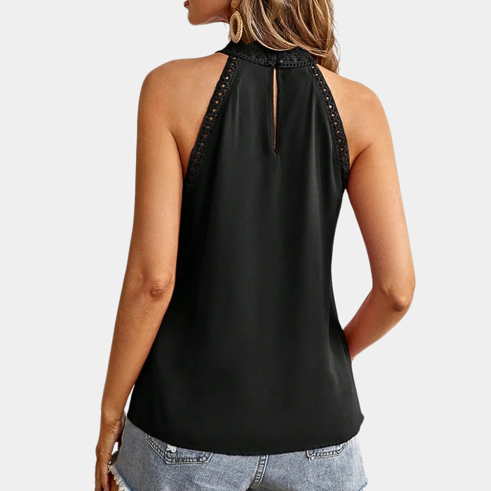 Lace Mock-Neck Sleeveless Top