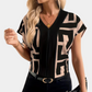 Geometric V-Neck Blouse