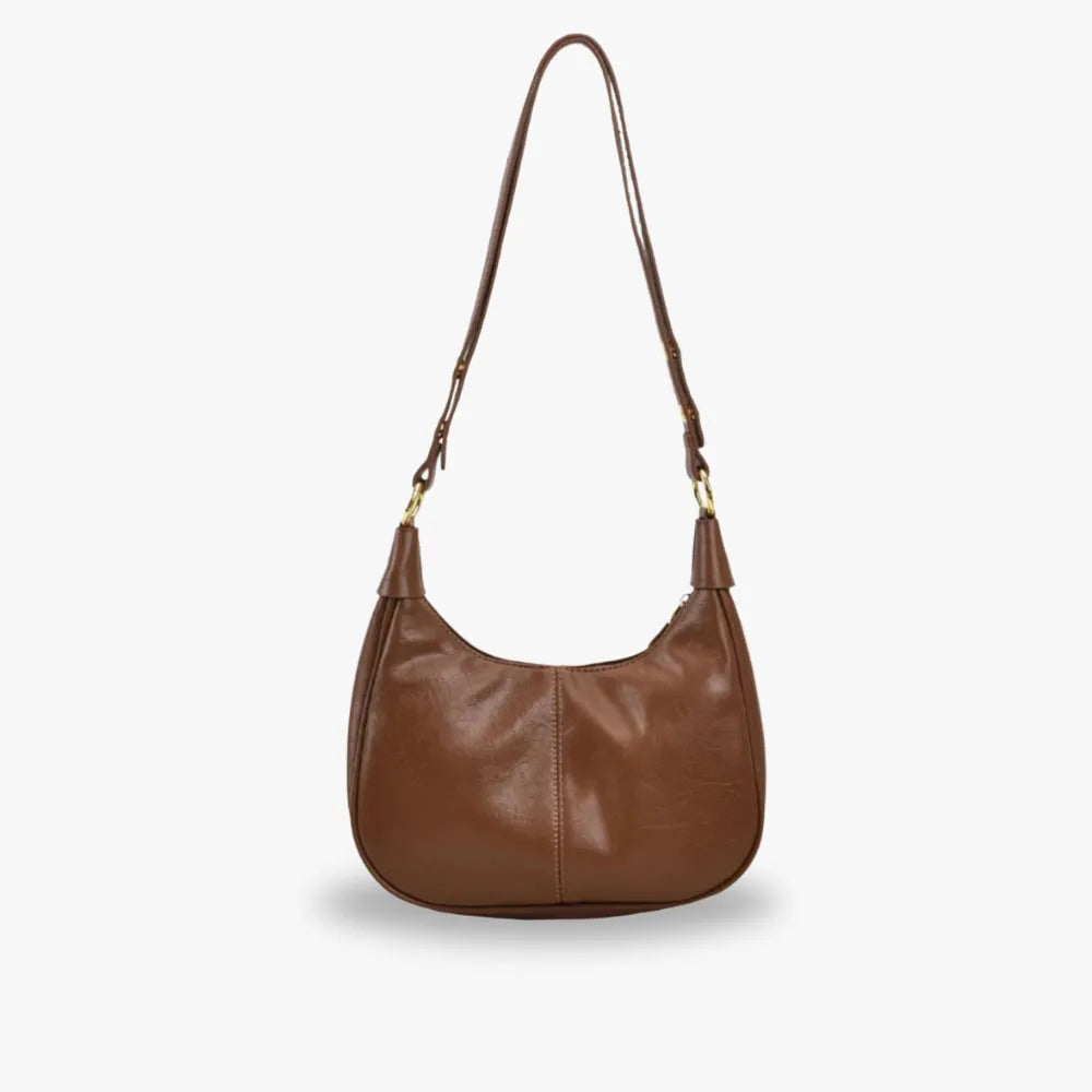 Crossbody Bag Faux Leather with Zip and Snap-Adjustable Strap