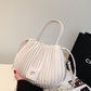 Crossbody Bag Faux Leather with Top Handle and Pleated Design