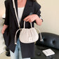 Crossbody Bag Faux Leather with Top Handle and Pleated Design
